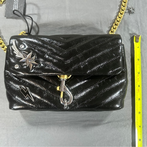 New Rebecca Minkoff Edie Leather Crossbody Bag Black Celestial Charm Quilted - Picture 8 of 14